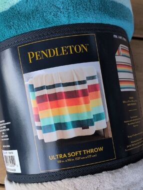Pendleton Ulta Soft Throw with Rainbow Stripes
